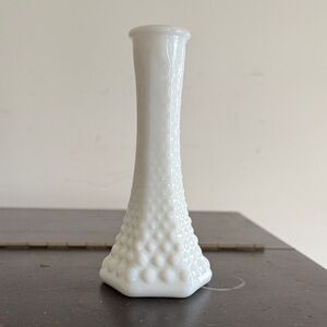 E O Brody Co. #175 White Milk Glass Hobnail Bud Vase. Cleveland, Ohio USA